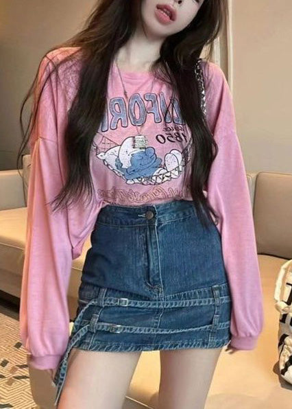 Art Rose Oversized Print Cotton Blouses Fall