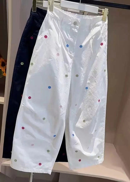 Beautiful Love Embroidered Cotton Harem Pants Fall