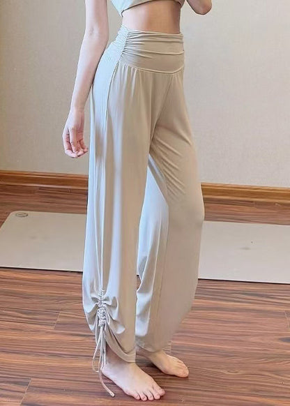 Fitted White High Waist Cinched Running Pants Fall