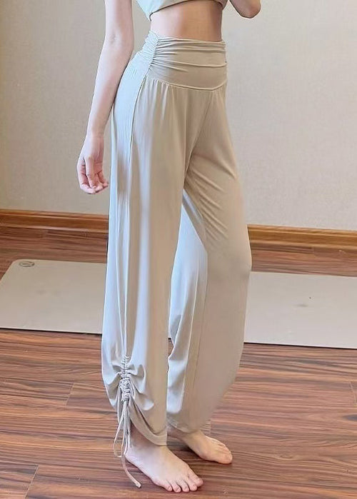 Fitted White High Waist Cinched Running Pants Fall