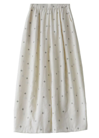 Fitted White Oversized Print Cotton Harem Pants Fall