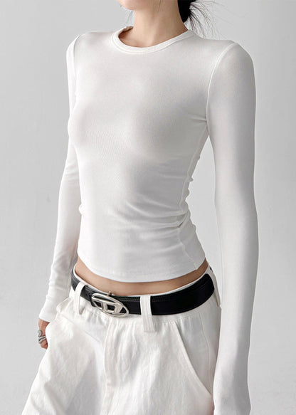 French White Silm Patchwork Lace Blouses Fall