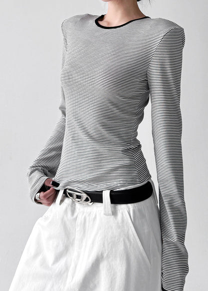 White Striped Cotton Top Wear On Both Sides Fall
